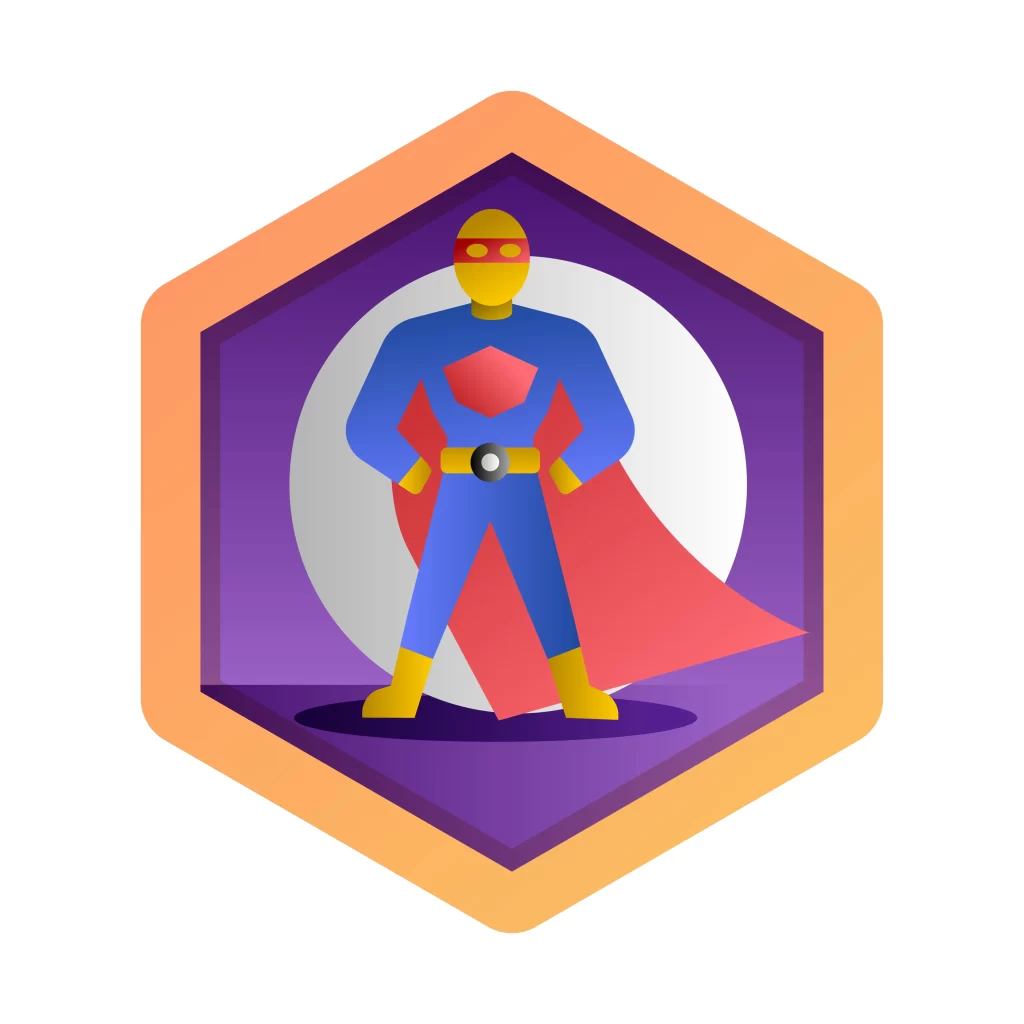 badge_super hero cape man with Best Example on his belt-app-icon